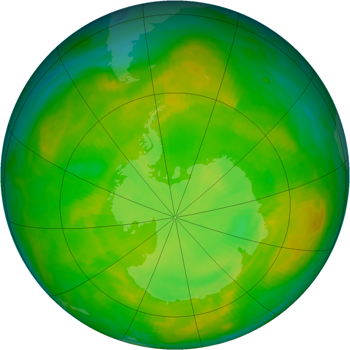 Antarctic ozone map for 03 December 1988